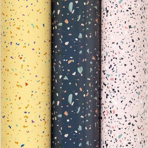 Бумага упаковочная мелованная НАБОР 3 шт., "Terrazzo", 70х100 см, 3 дизайна, ЗОЛОТАЯ СКАЗКА, 592066