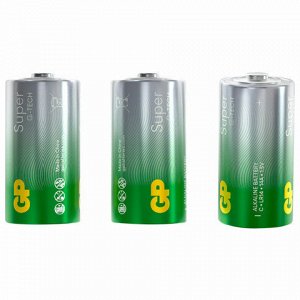 Батарейки КОМПЛЕКТ 2 шт., GP Super G-Tech, С (LR14, 14А), алкалиновые, в пленке, 14A-OS2