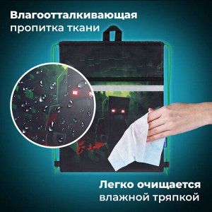 Мешок для обуви BRAUBERG, с петлей, светоотражающая полоса, 2 отделения, 46х36 см, Night warrior, 272396