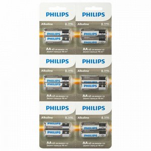 Батарейки алкалиновые КОМПЛЕКТ 2 шт. (отрывной блок) PHILIPS Entry, АА (LR6, 24А), блистер, Б0064636
