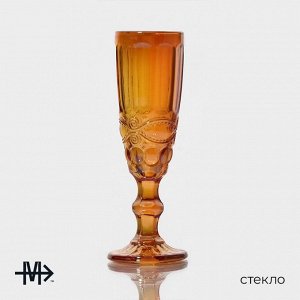 Бокалы для шампанского Magistro «Ла-Манш», 160 мл, 7x20 см, набор 6 шт., стекло, янтарные