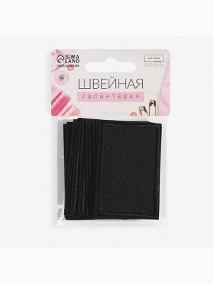 Заплатка для одежды, прямоугольная, 6.5x3.8 см, термоклеевая, чёрная
