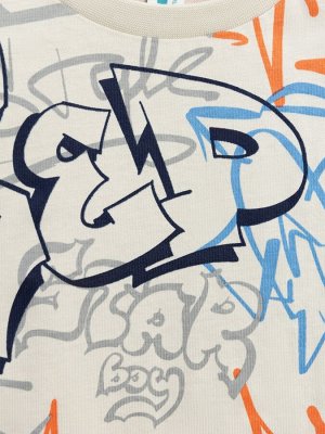Набор детский для мальчиков ((1)футболка и (2)шорты) Saype_set светло-серый принт