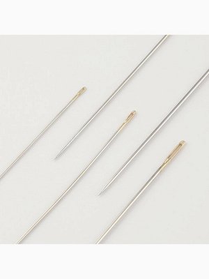 Иглы швейные для модисток Арт Узор, с золотым ушком, d=0.7-1.1 мм, 3.8-5.3 см, набор 16 шт.