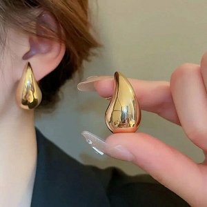 Серьги пластик «Капля» крупная, цвет золото