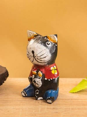 Сувенир интерьерный «Котики», 5x5x8 см, дерево, чёрный