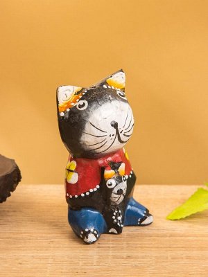 Сувенир интерьерный «Котики», 5x5x8 см, дерево, чёрный