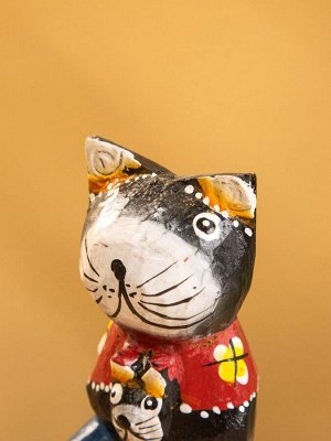 Сувенир интерьерный «Котики», 5x5x8 см, дерево, чёрный