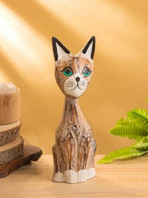 Сувенир интерьерный «Кошачья семья», набор 3 шт., h=30 см, h=25 см, h=20 см, дерево, белый