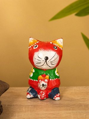 Сувенир интерьерный «Котики», 5x5x8 см, дерево, красный