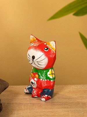 Сувенир интерьерный «Котики», 5x5x8 см, дерево, красный
