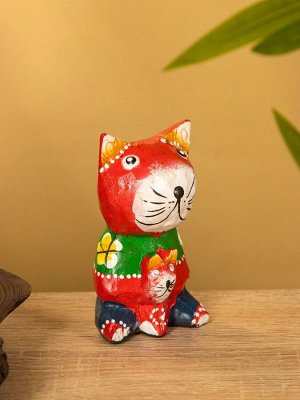 Сувенир интерьерный «Котики», 5x5x8 см, дерево, красный
