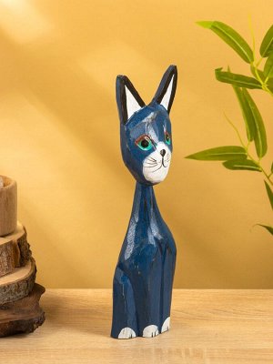 Сувенир интерьерный «Кошачья семья», набор 3 шт., h=30 см, h=25 см, h=20 см, дерево, синий