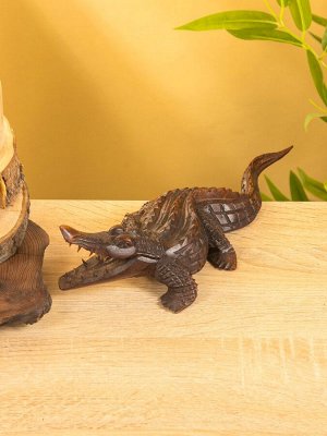 Сувенир «Аллигатор», 30x10x6 см, дерево Суар, коричневый