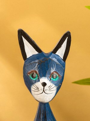 Сувенир интерьерный «Кошачья семья», набор 3 шт., h=30 см, h=25 см, h=20 см, дерево, синий