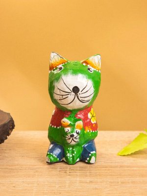 Сувенир интерьерный «Котики», 5x5x8 см, дерево, зелёный