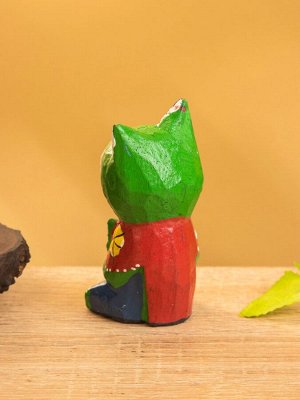 Сувенир интерьерный «Котики», 5x5x8 см, дерево, зелёный