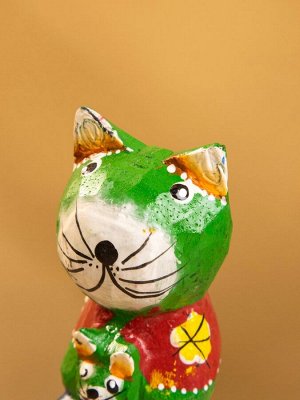 Сувенир интерьерный «Котики», 5x5x8 см, дерево, зелёный