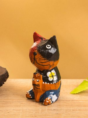Сувенир интерьерный «Котики», 5x5x8 см, дерево, рыжий