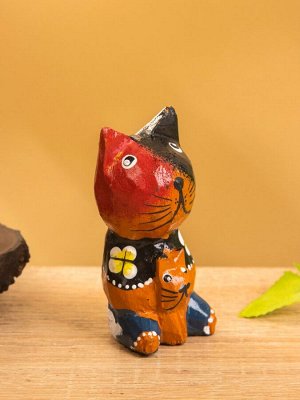 Сувенир интерьерный «Котики», 5x5x8 см, дерево, рыжий