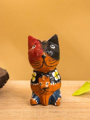 Сувенир интерьерный «Котики», 5x5x8 см, дерево, рыжий