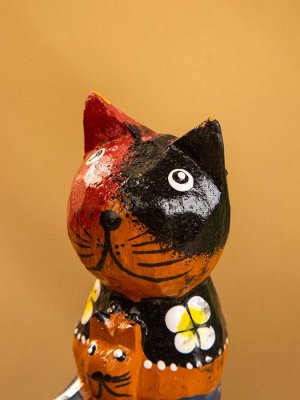Сувенир интерьерный «Котики», 5x5x8 см, дерево, рыжий