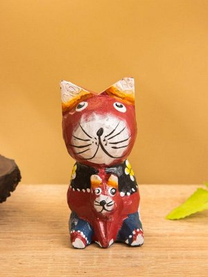 Сувенир интерьерный «Котики», 5x5x8 см, дерево, бордовый