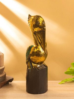 Сувенир интерьерный «Пеликан», 10x10x33 см, дерево, золото