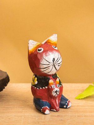 Сувенир интерьерный «Котики», 5x5x8 см, дерево, бордовый