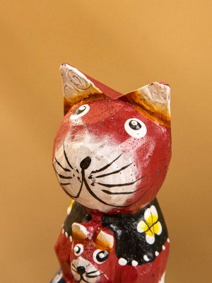 Сувенир интерьерный «Котики», 5x5x8 см, дерево, бордовый