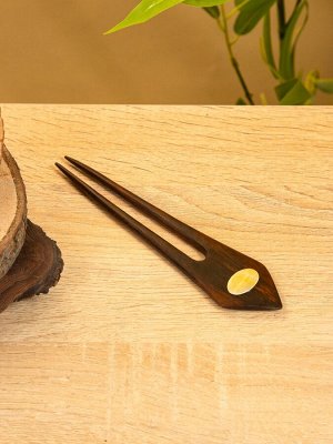 Шпилька для волос, 17x4 см, дерево Соно, ракушка, тёмно-коричневая