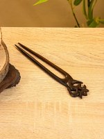 Шпилька для волос, 17x3 см, дерево Соно, ракушка, тёмно-коричневая