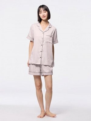 GU Satin Pajamas (Short Sleeve & Shorts) – Атласная пижама с коротким рукавом и шортами