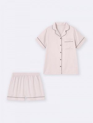 GU Satin Pajamas (Short Sleeve & Shorts) – Атласная пижама с коротким рукавом и шортами