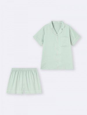 GU Satin Pajamas (Short Sleeve & Shorts) – Атласная пижама с коротким рукавом и шортами