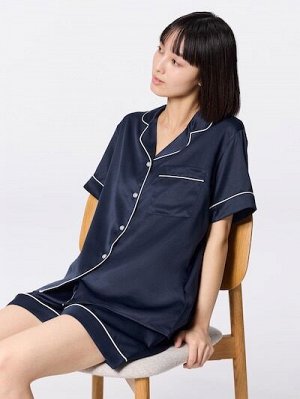 GU Satin Pajamas (Short Sleeve & Shorts) – Атласная пижама с коротким рукавом и шортами