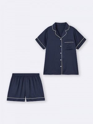 GU Satin Pajamas (Short Sleeve & Shorts) – Атласная пижама с коротким рукавом и шортами