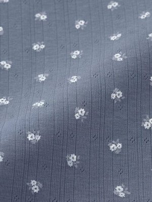 GU Cotton Blend Rib Pajamas (Short Sleeve) Flower – Пижама с коротким рукавом из рифлёного хлопкового трикотажа с цветочным принтом
