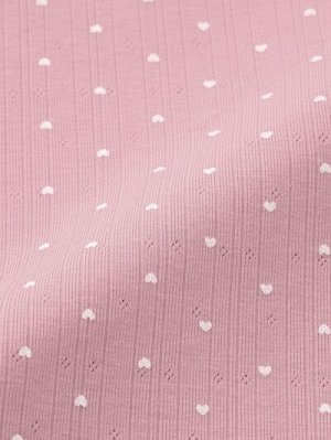 GU Cotton Blend Rib Pajamas (Short Sleeve) Heart – Пижама с коротким рукавом из рифлёного хлопкового трикотажа с принтом в сердечки