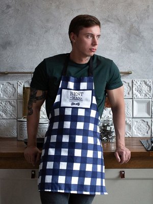 Фартук «Доляна» Best man, синий, в клетку, 70x60 см, хлопок 100%, рогожка 160 г/м²