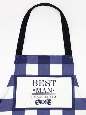 Фартук «Доляна» Best man, синий, в клетку, 70x60 см, хлопок 100%, рогожка 160 г/м²