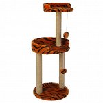 Когтеточка с круглой площадкой и игрушкой, джут, 43 х 43 х 100 см, микс цветов