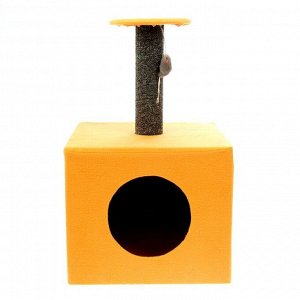 Когтеточка "Столбик" куб с площадкой 35х30х85 см микс цветов
