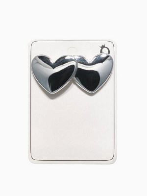 Серьги пластик «Сердце», цвет серебро