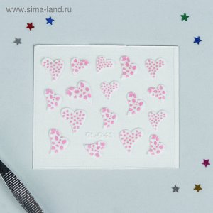 Наклейки для ногтей «Сердечки», цвет бело-розовый