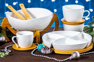 "Снежные Угощения: Набор для Холодца с Бамбуковой Крышкой"