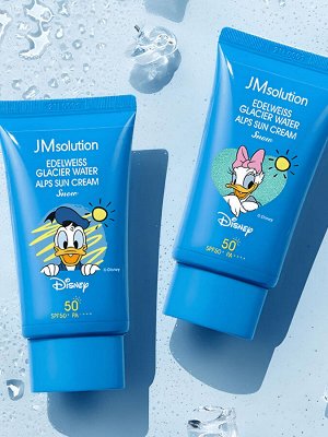 Jmsolution Охлаждающий солнцезащитный крем / Edelweiss Glacier Water Alps Moist Suncream Snow SPF50+/PA++++ Disney Daisy Duck, 50 мл