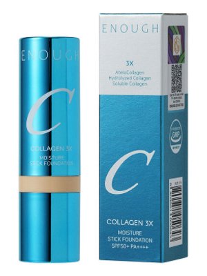 Enough Увлажняющая тональная основа-стик с кистью / Collagen 3X Moisture Stick Foundation #21N, прозрачный бежевый, 14 г