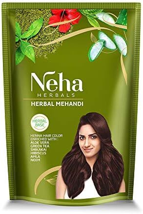 Neha Herbals Hair Mehandi 500g /Краска для Волос Темно-Каштановый 500г