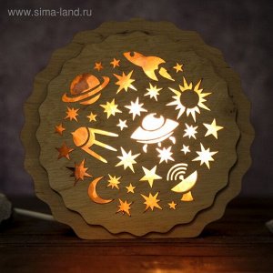 Соляной светильник "Космос", 16 x 15 х 6 см, деревянный декор